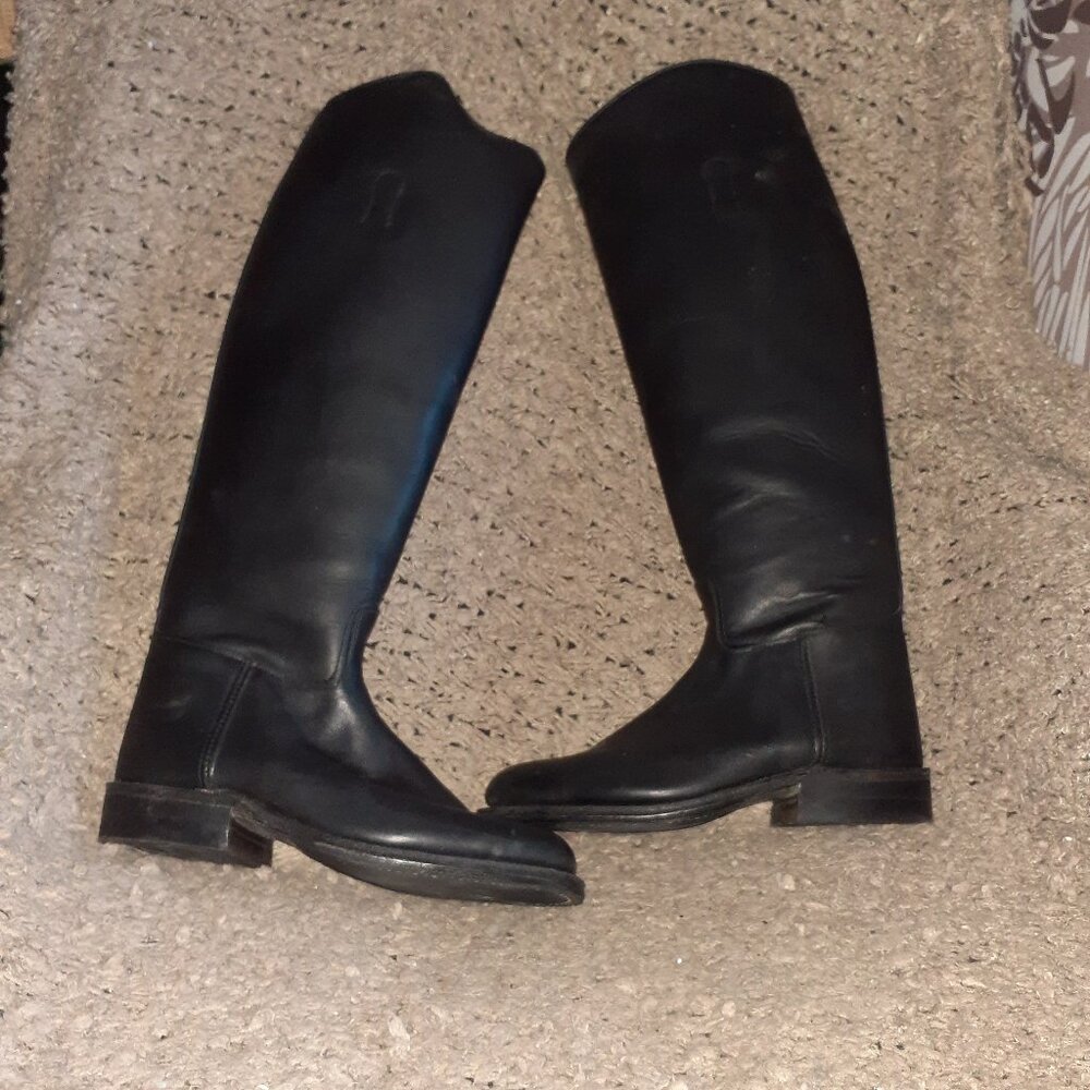 BOULET Canada-Tall Black Leather Riding Boots-Round Toe-Sz 6.5C-Large-NWOB